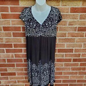 Soma Black Paisley Knee Length Dress Women's Size Large